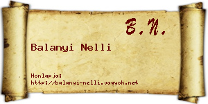 Balanyi Nelli névjegykártya